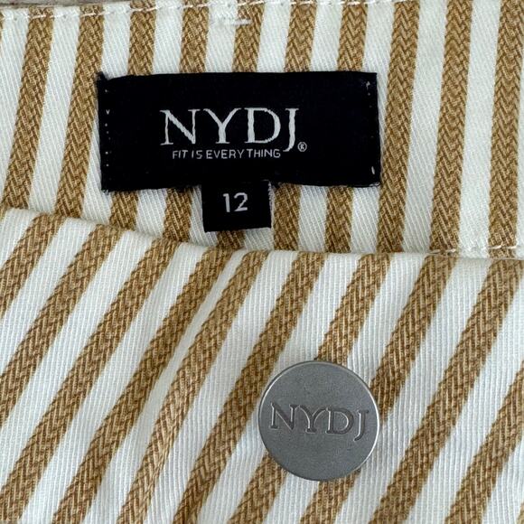 NYDJ Pants Women's 12 Cotton Blend Straight Leg Classic Tan Stripe - Picture 5 of 13